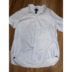 Denim And Flower Ricky Singh Mens White with Blue Dots Short Sleeve Shirt 2XL